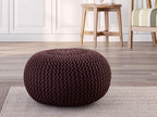 PREMIUM pouf – chunky knitted pouf made of recycled plastic in brown mocha