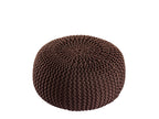 PREMIUM pouf – chunky knitted pouf made of recycled plastic in brown mocha
