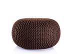 PREMIUM pouf – chunky knitted pouf made of recycled plastic in brown mocha