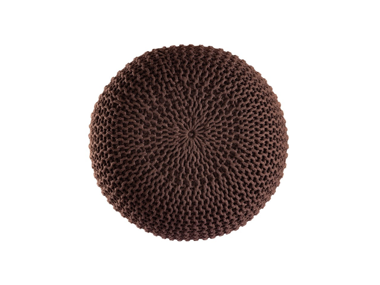PREMIUM pouf – chunky knitted pouf made of recycled plastic in brown mocha