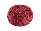 PREMIUM pouf – knitted pouf made of recycled plastic in rust brown-red