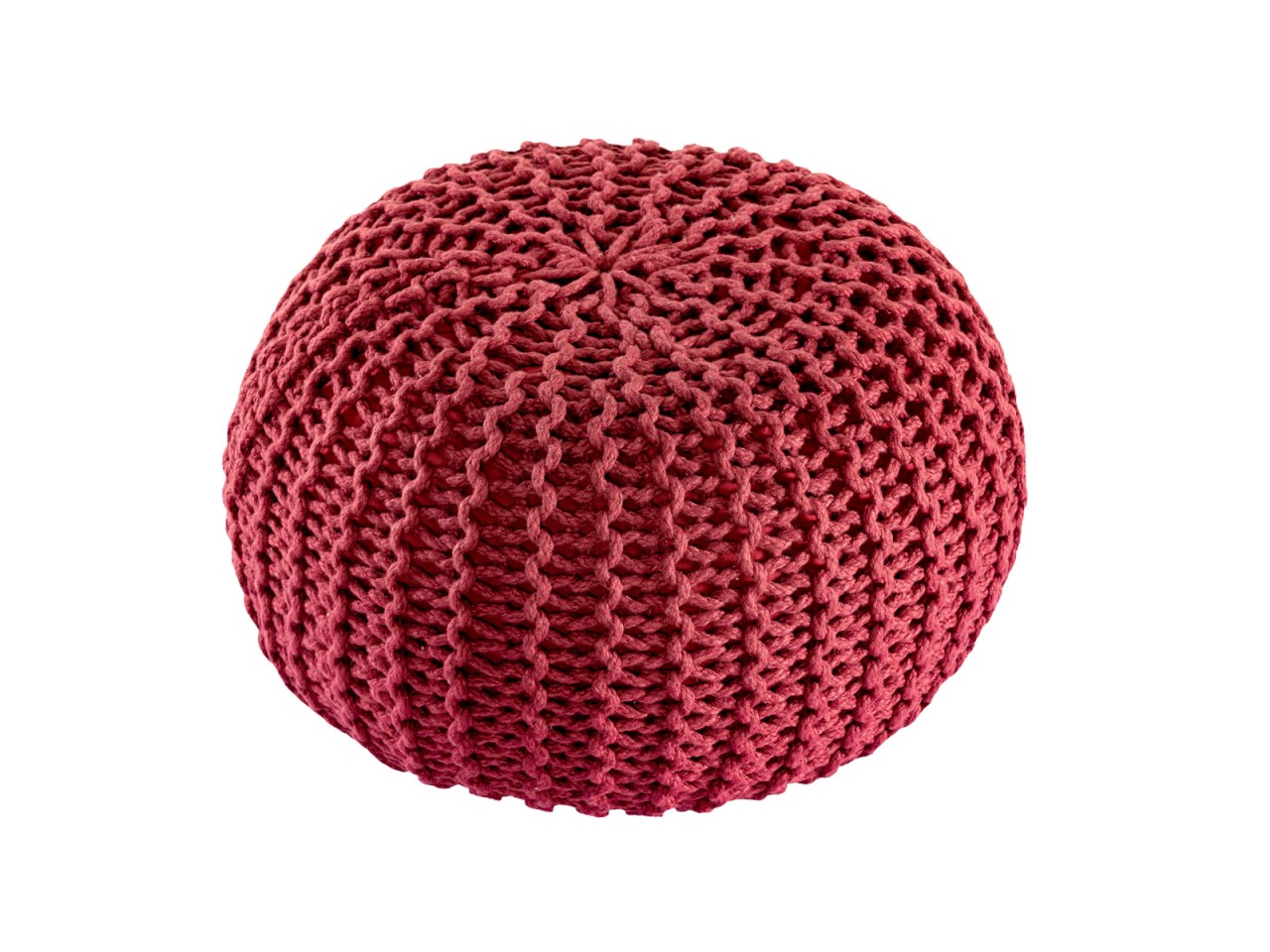 PREMIUM pouf – knitted pouf made of recycled plastic in rust brown-red
