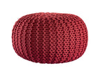PREMIUM pouf – knitted pouf made of recycled plastic in rust brown-red