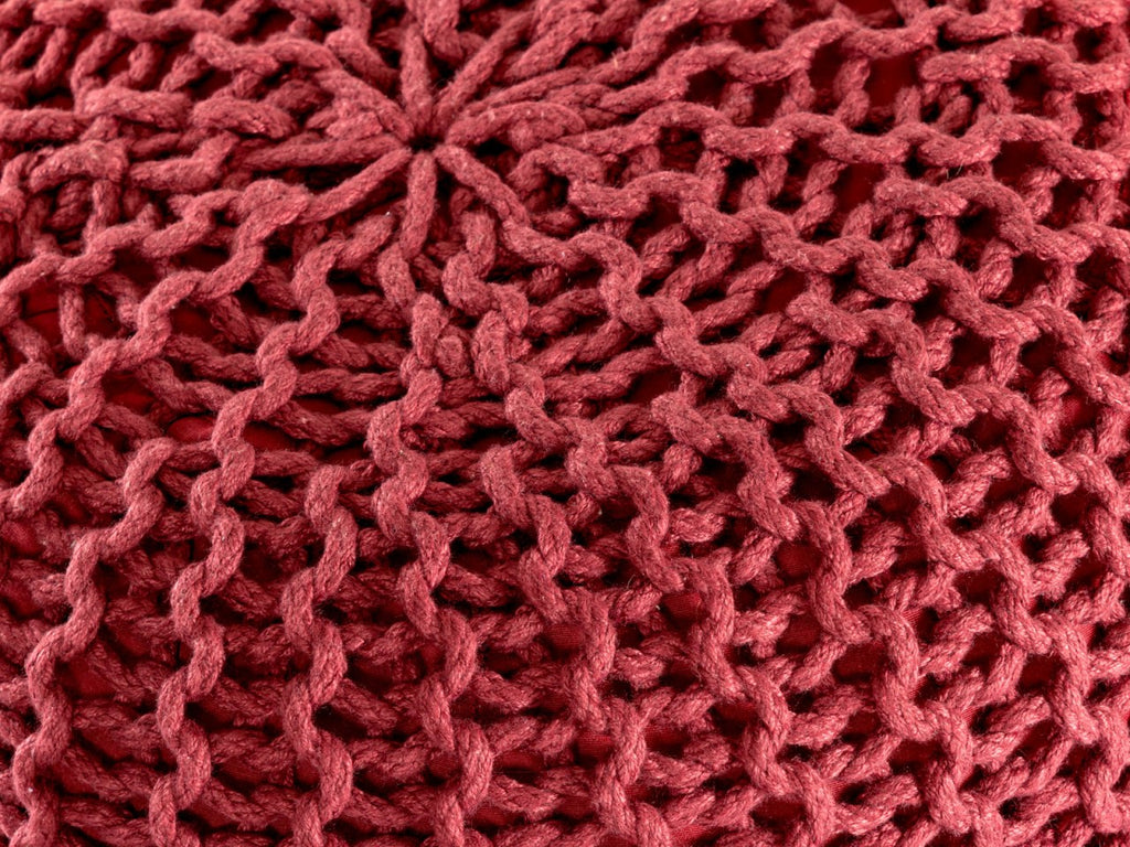 PREMIUM pouf – knitted pouf made of recycled plastic in rust brown-red