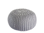 Premium pouf – knitted pouf made of recycled plastic in gray-silver gray