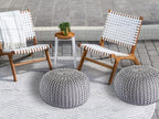 Premium pouf – knitted pouf made of recycled plastic in gray-silver gray