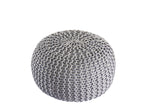 Premium pouf – knitted pouf made of recycled plastic in gray-silver gray