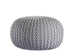 Premium pouf – knitted pouf made of recycled plastic in gray-silver gray