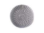Premium pouf – knitted pouf made of recycled plastic in gray-silver gray