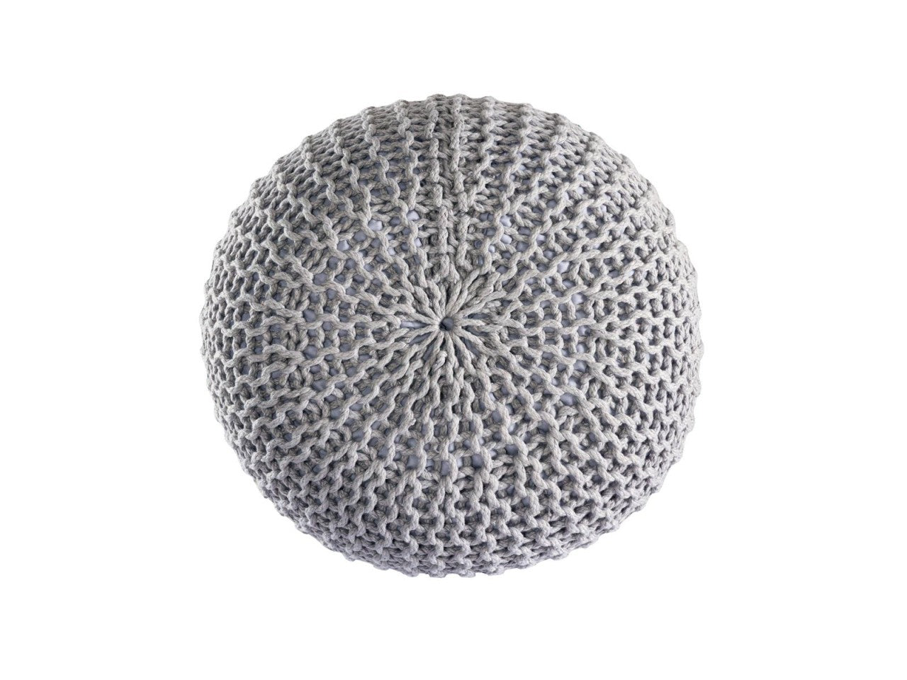 Premium pouf – knitted pouf made of recycled plastic in gray-silver gray