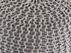 Premium pouf – knitted pouf made of recycled plastic in gray-silver gray