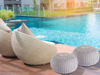 Premium pouf – knitted pouf made of recycled plastic in gray-silver gray