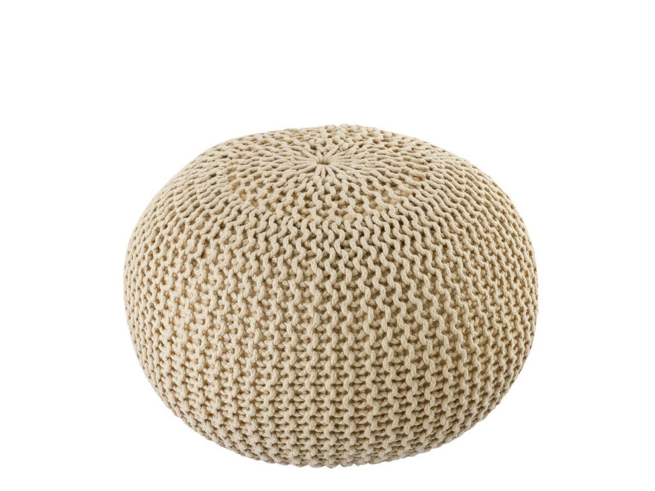 Luxe Pouf – knitted pouf made of recycled plastic in cream-colored sand