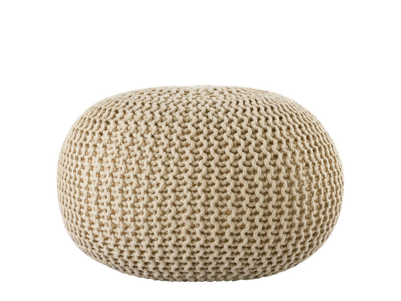 Luxe Pouf – knitted pouf made of recycled plastic in cream-colored sand