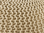 Luxe Pouf – knitted pouf made of recycled plastic in cream-colored sand