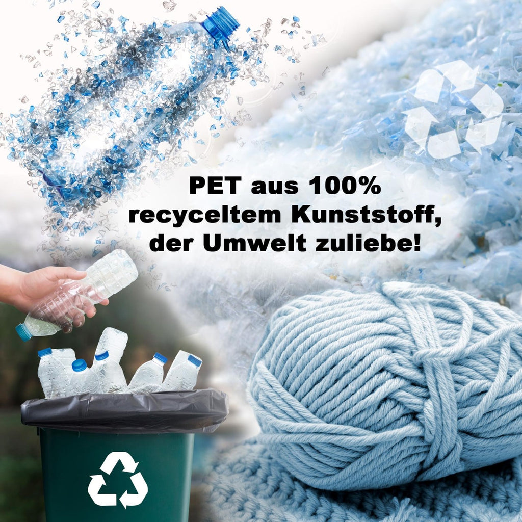 Luxe Pouf – knitted pouf made of recycled plastic in cream-colored sand