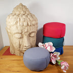 Lotus pouf – handmade cotton with buckwheat filling in cool gray