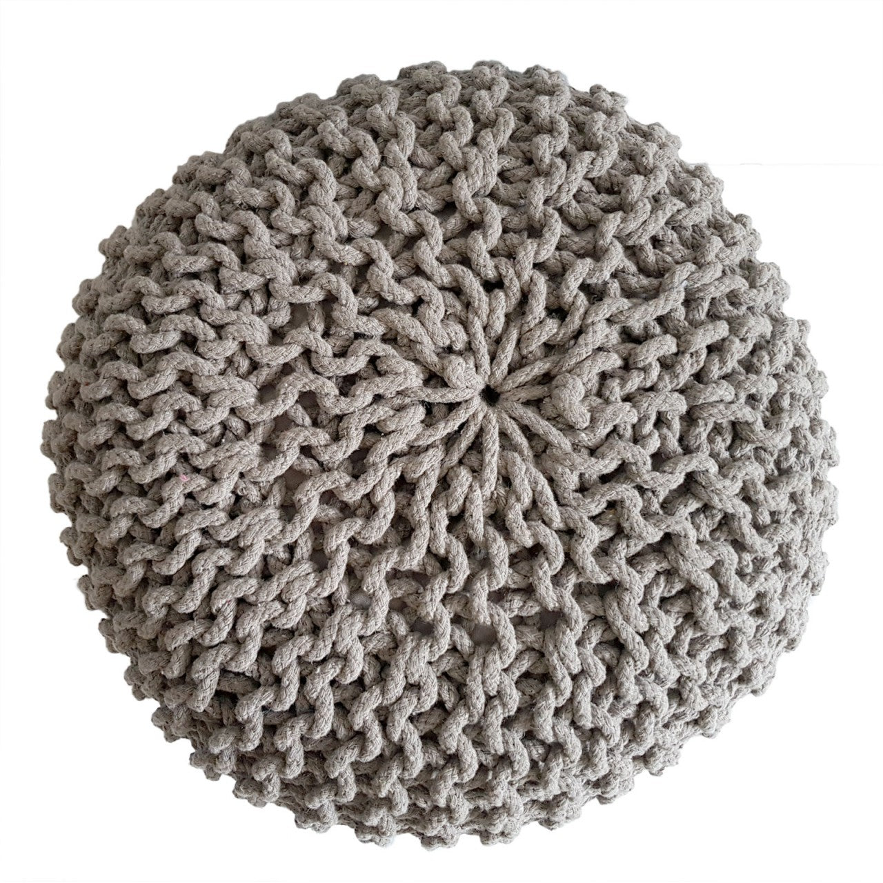 Zora seating pouffe – coarse knitted cotton in natural