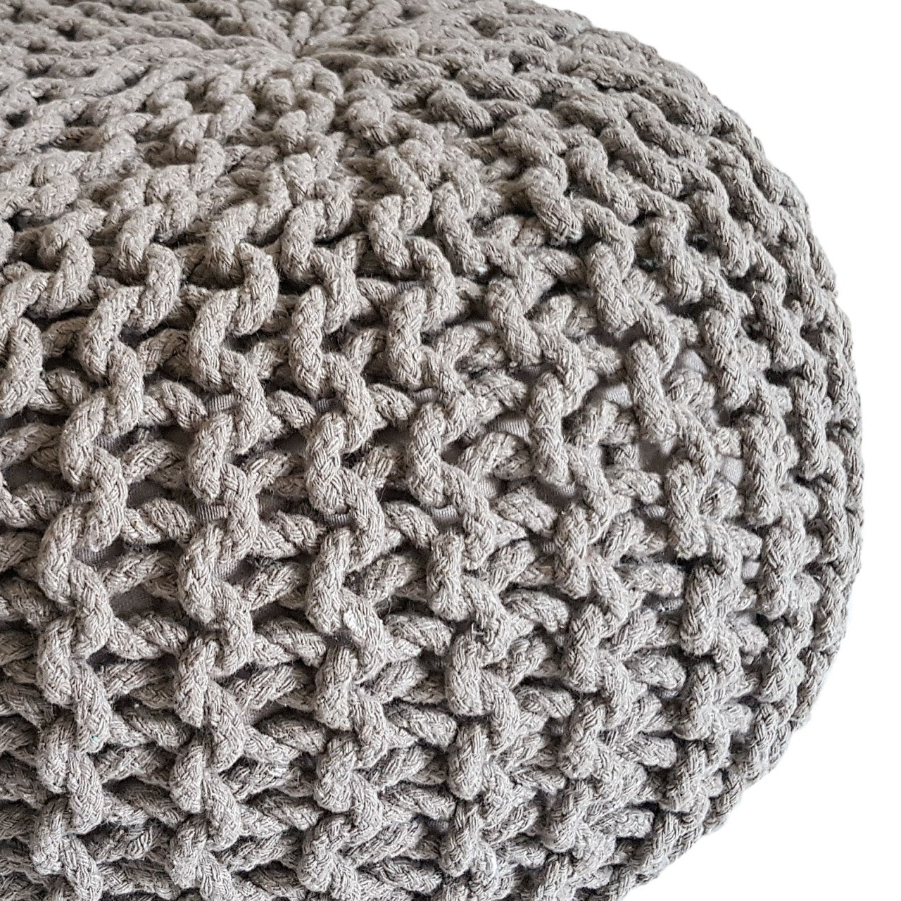 Zora seating pouffe – coarse knitted cotton in natural