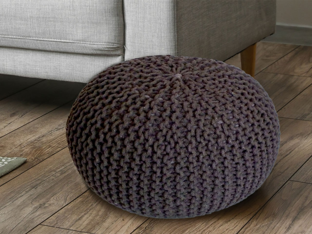 Grobstrick pouf – handmade from recycled cotton in various colours