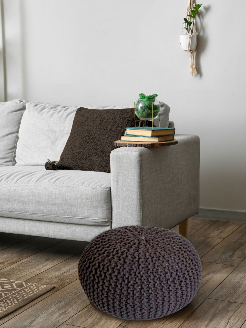 Grobstrick pouf – handmade from recycled cotton in various colours