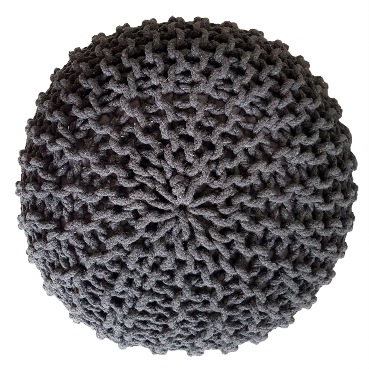Strick pouf – chunky knit pouf in dark gray
