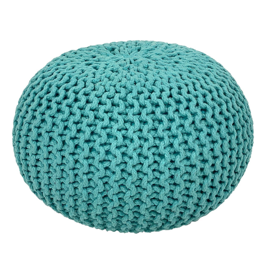 Knitted pouf – chunky knitted pouf made of recycled cotton in various colours