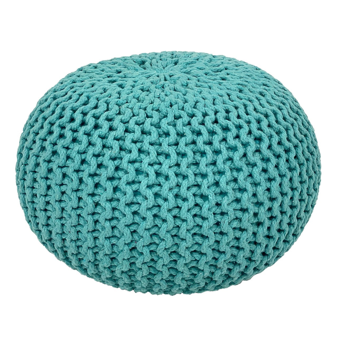 Knitted pouf – chunky knitted pouf made of recycled cotton in various colours