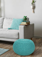 Knitted pouf – chunky knitted pouf made of recycled cotton in various colours