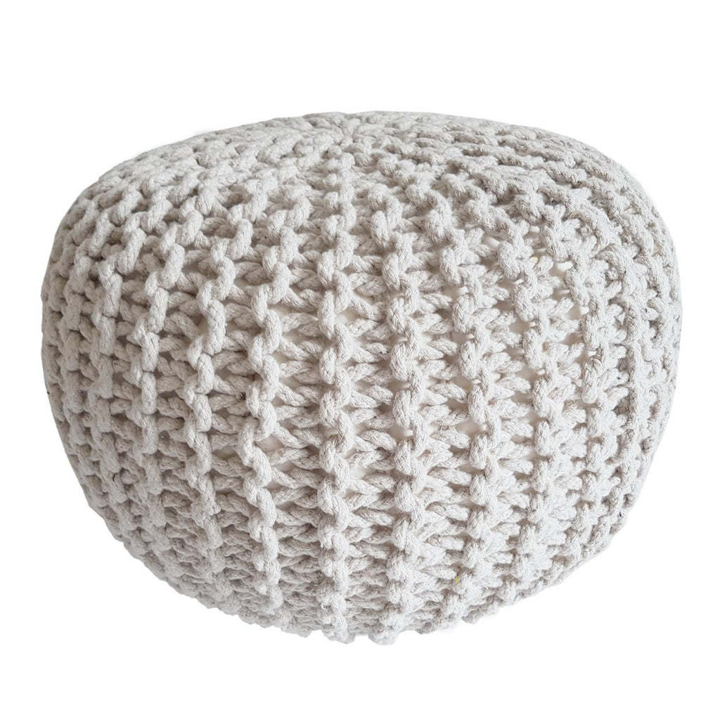 Strickshocker pouf – chunky knitted pouf made of recycled cotton in natural