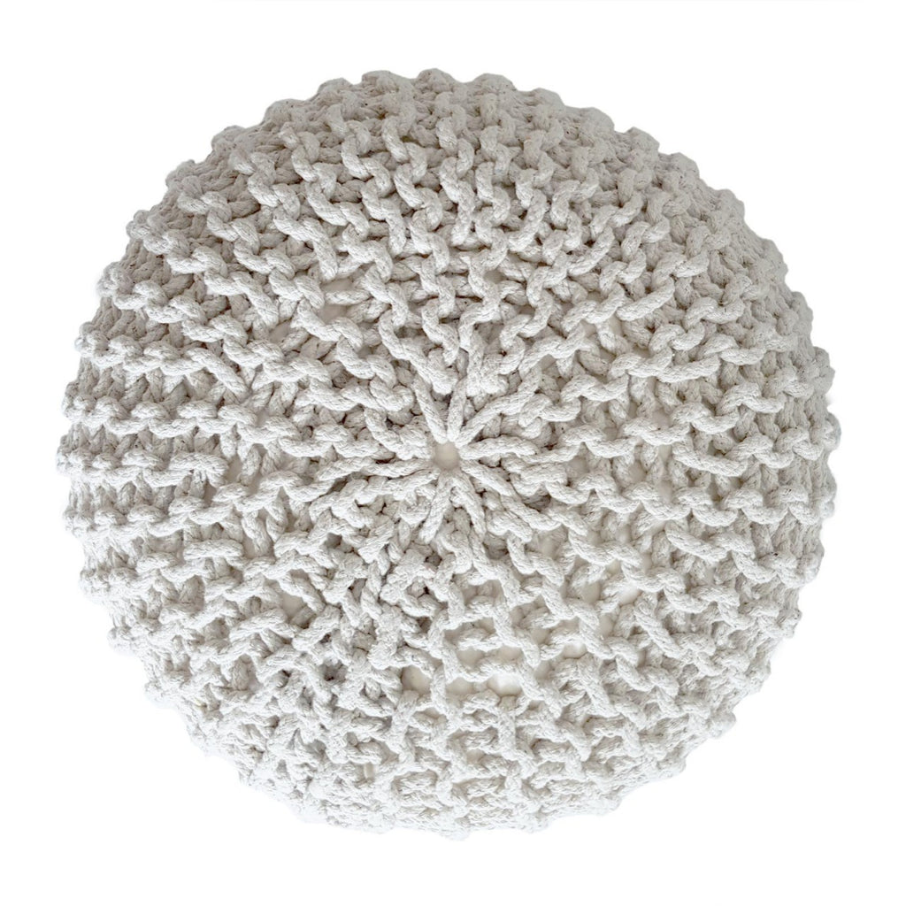 Strickshocker pouf – chunky knitted pouf made of recycled cotton in natural