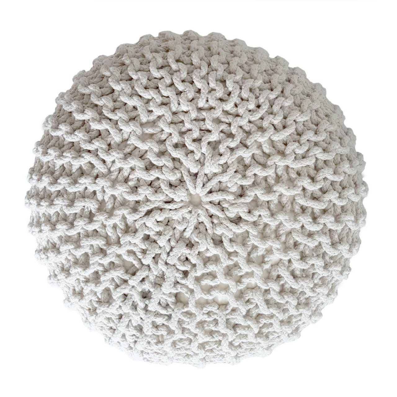 Strickshocker pouf – chunky knitted pouf made of recycled cotton in natural