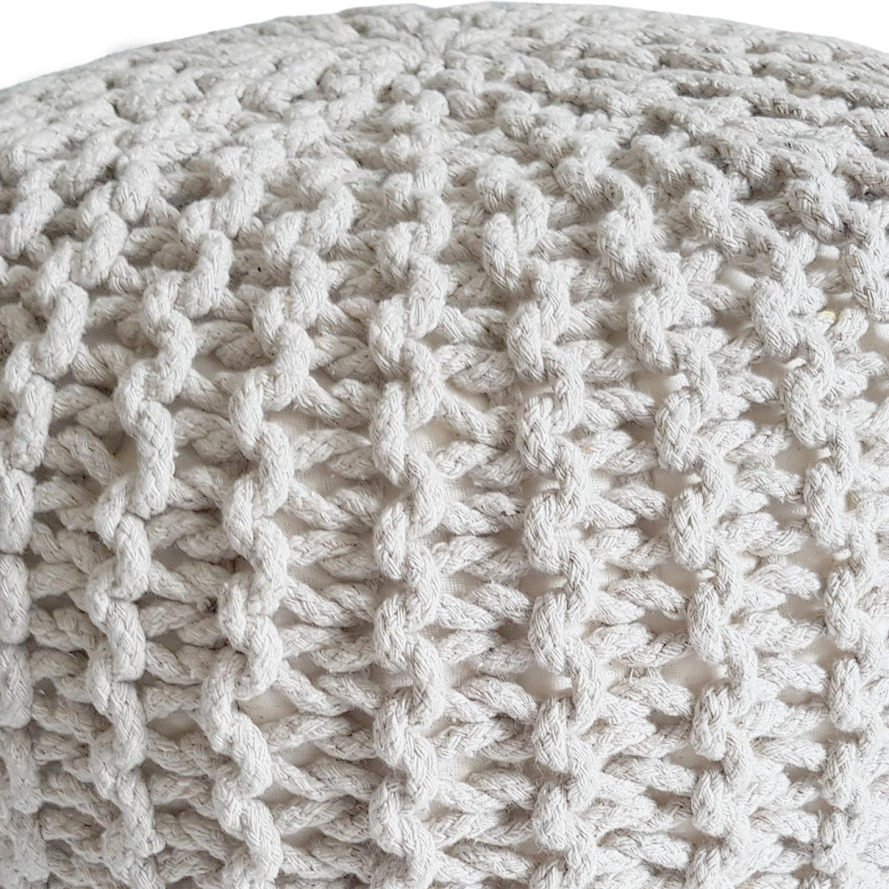 Strickshocker pouf – chunky knitted pouf made of recycled cotton in natural