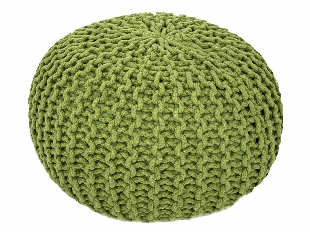 Zitpoef Strickhocker – grofgebreide pouf in levendige neonaccenten