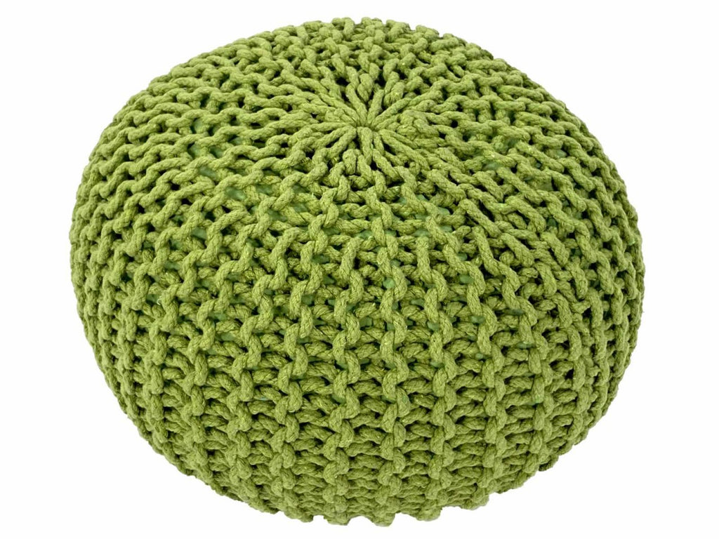 Zitpoef Strickhocker – grofgebreide pouf in levendige neonaccenten