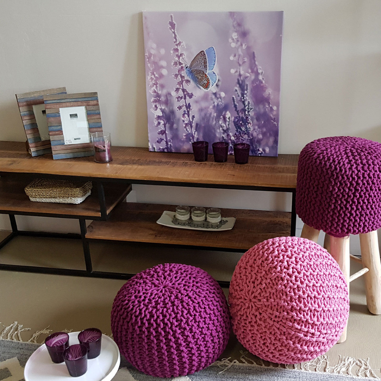 Elara pouf – handmade cotton pouf in various colours