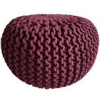 Seat pouffe Knit – coarse knitted cotton in burgundy
