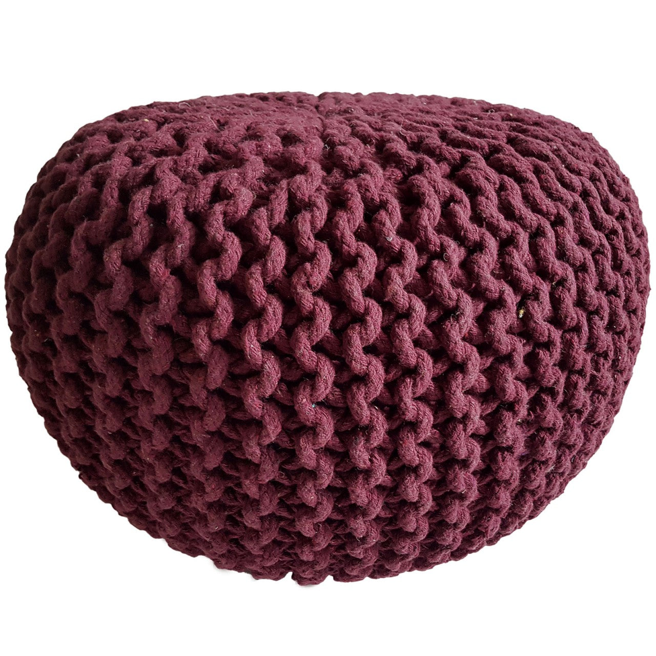 Seat pouffe Knit – coarse knitted cotton in burgundy