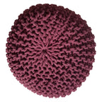 Seat pouffe Knit – coarse knitted cotton in burgundy