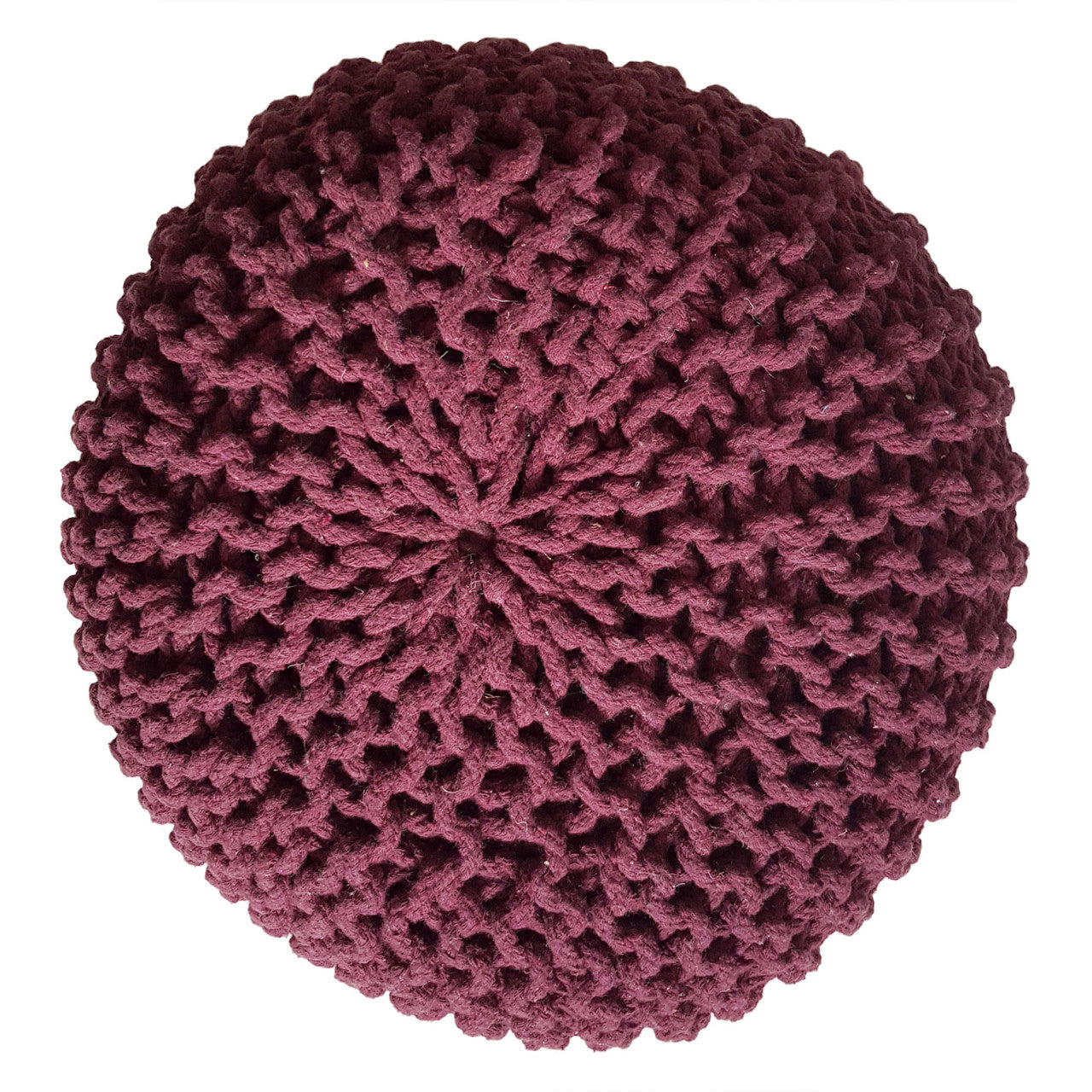 Seat pouffe Knit – coarse knitted cotton in burgundy