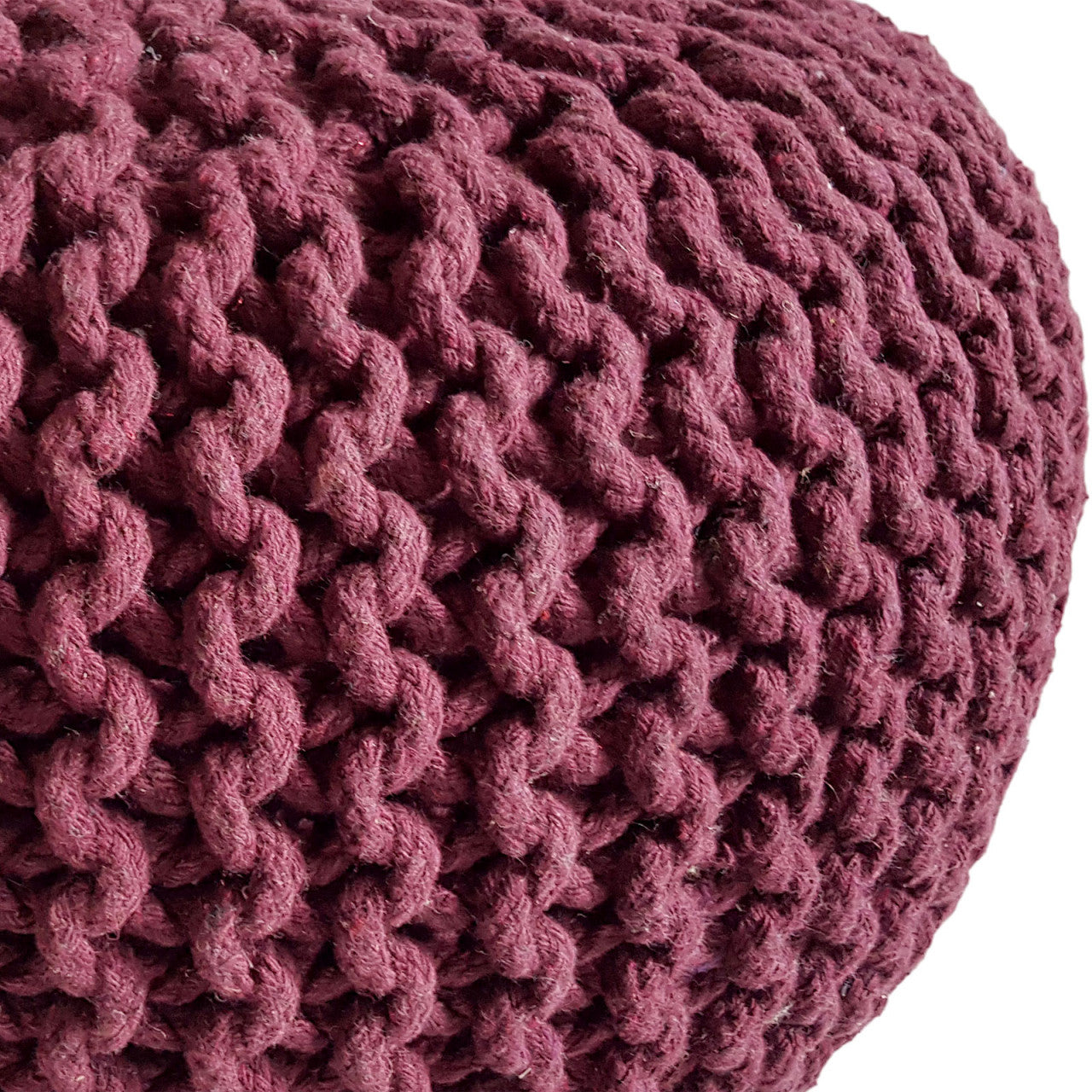Seat pouffe Knit – coarse knitted cotton in burgundy