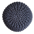Knitted pouf – chunky knitted pouf made of recycled cotton in a natural shade