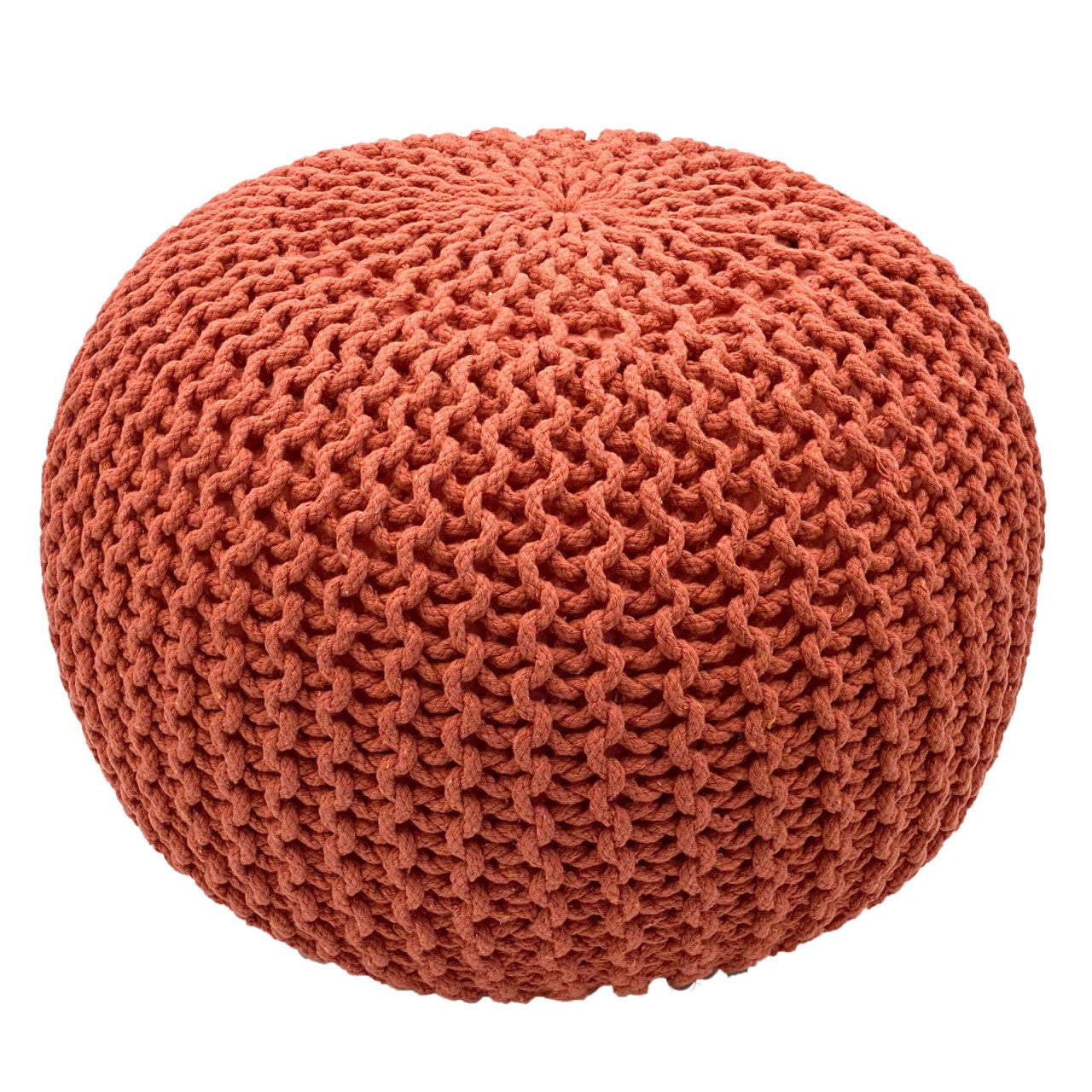 Strickhocker pouf – hand-crocheted cotton in terracotta