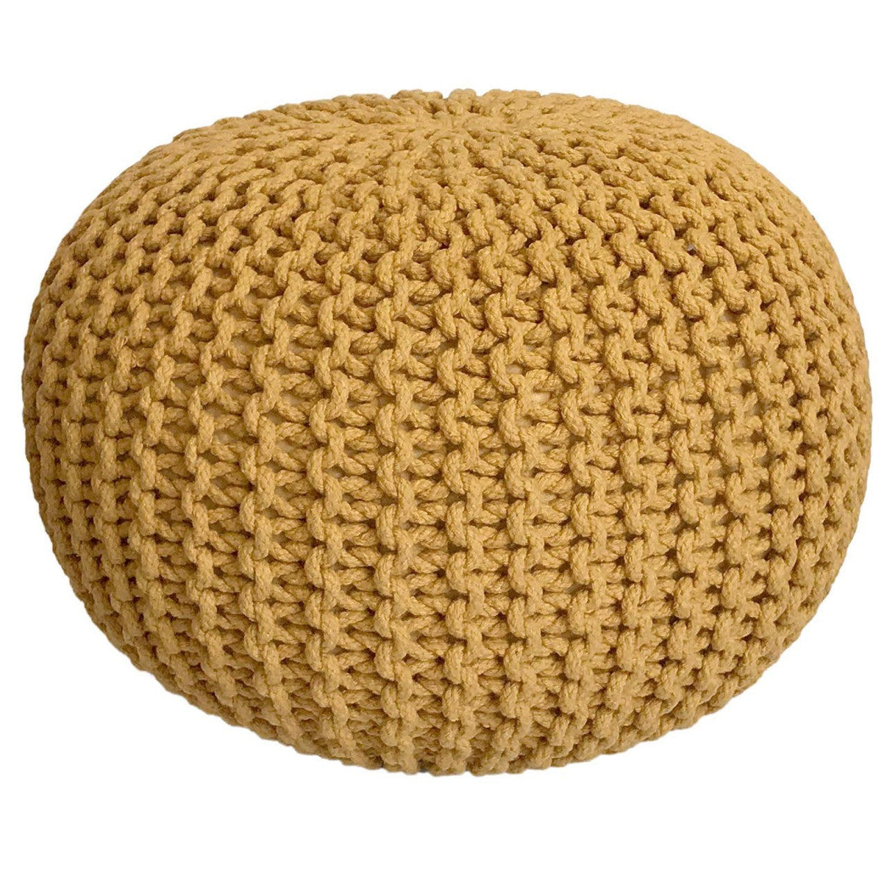 Knit Pouf – Chunky knitted pouf made of recycled cotton in sunny yellow