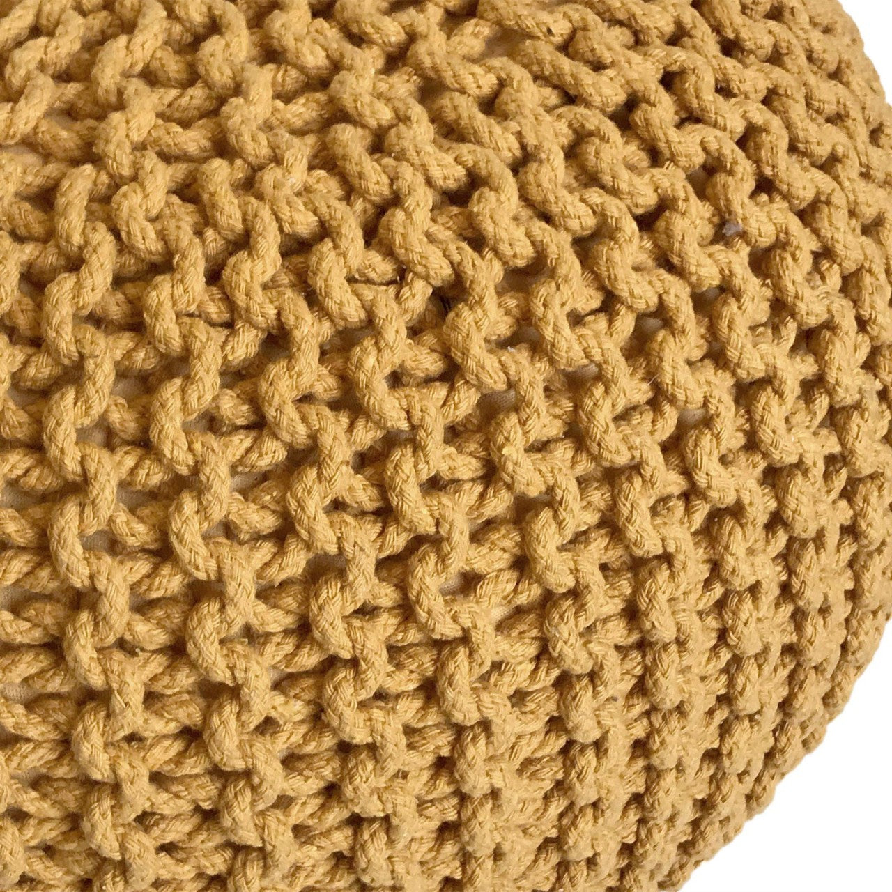 Knit Pouf – Chunky knitted pouf made of recycled cotton in sunny yellow