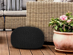Mira pouf – knitted pouf made of recycled plastic in sparkling aqua