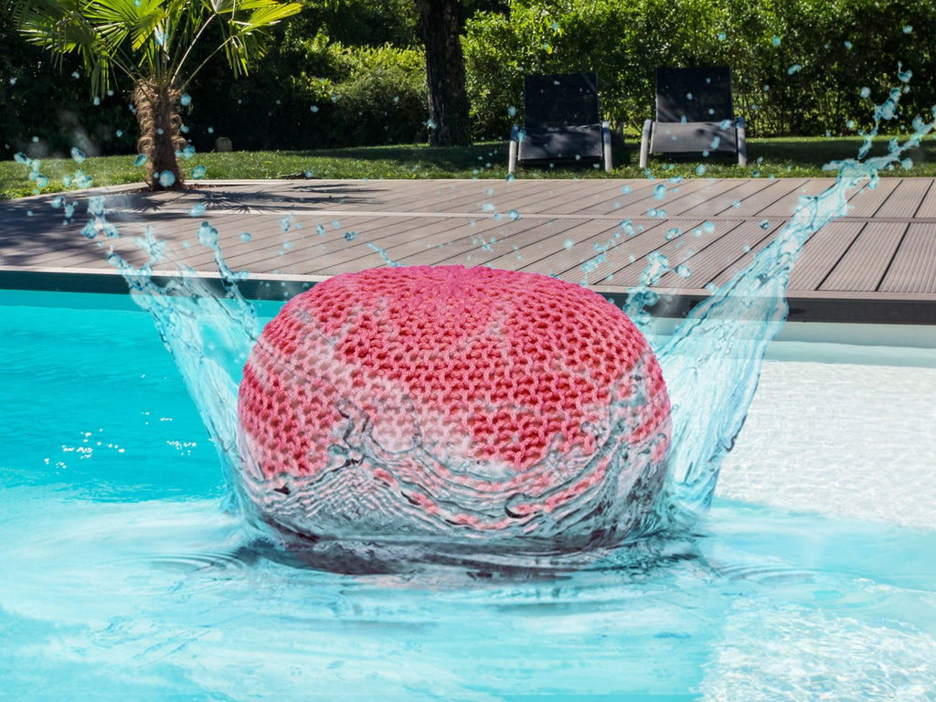 Mira pouf – chunky knitted pouf made of recycled plastic in nine colours