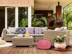 Mira pouf – chunky knitted pouf made of recycled plastic in nine colours