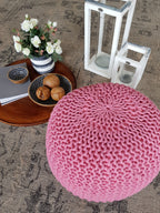Mira pouf – chunky knitted pouf made of recycled plastic in nine colours