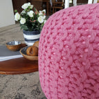 Mira pouf – chunky knitted pouf made of recycled plastic in nine colours